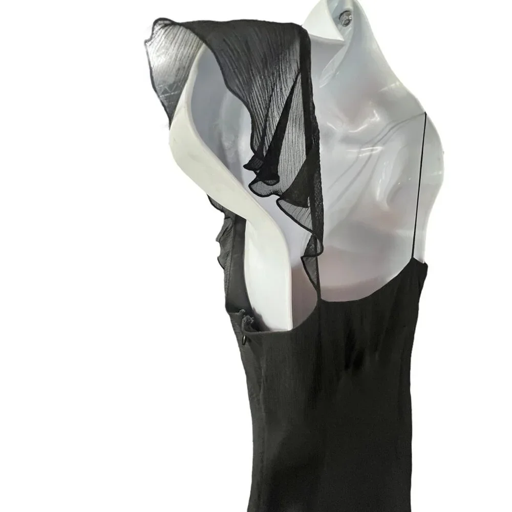 Banana Republic Womens Black Silk Chiffon Dress Size 4P - Picture 5 of 11